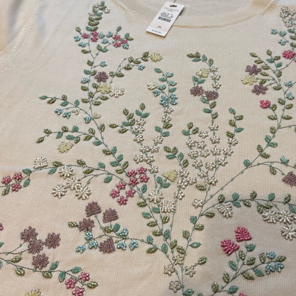 Talbots Cream Floral Spring Top - Picture 3 of 7
